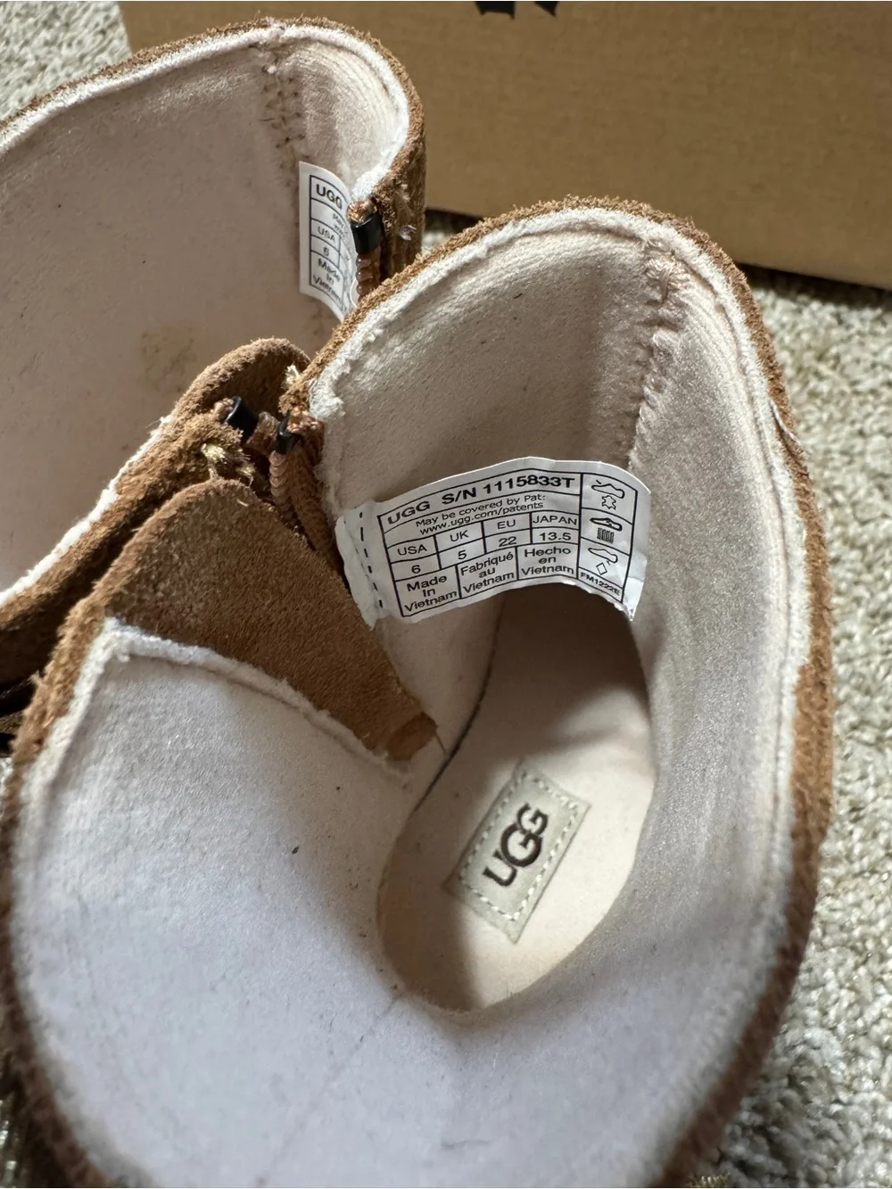 Toddler girl’s size 6 UGG Tillee Tan Boots NIB